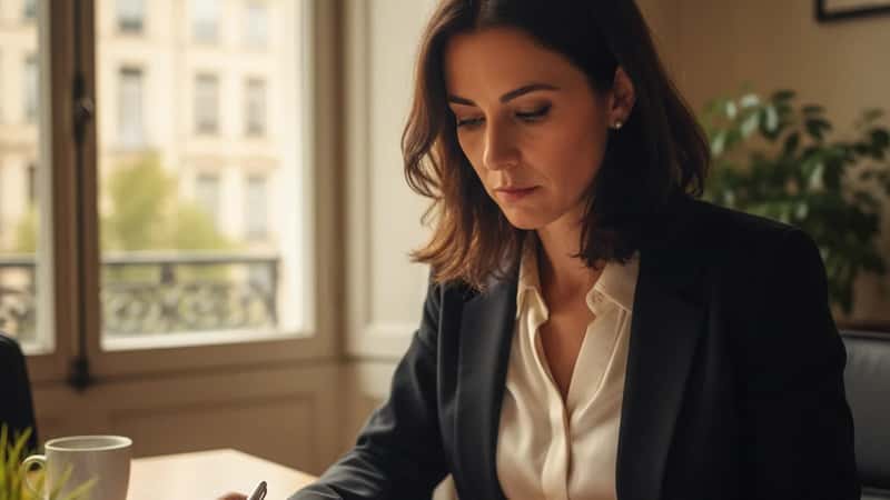 DRH française examinant la convention collective IDCC 211 dans une salle de réunion à Lyon