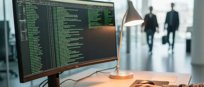 IT-Support-Techniker analysiert Netzwerkdiagnose am Arbeitsplatz in einem deutschen Büro