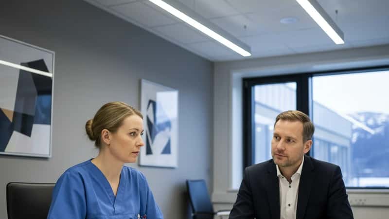 Norsk sykepleier i Tromsø i konsultasjonsmøte med HR-leder om oppsigelse under tariffavtalen