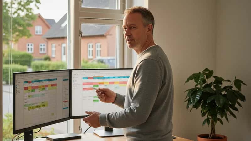 Statsansat akademiker i Herning arbejder fleksibelt hjemmefra under OK26 arbejdstidsaftale