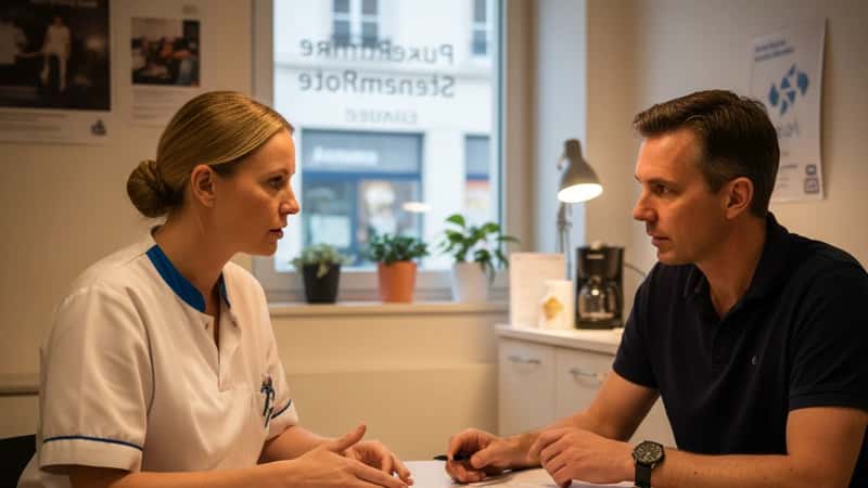 Barnmorska diskuterar lönesamtal med chef i Uppsala