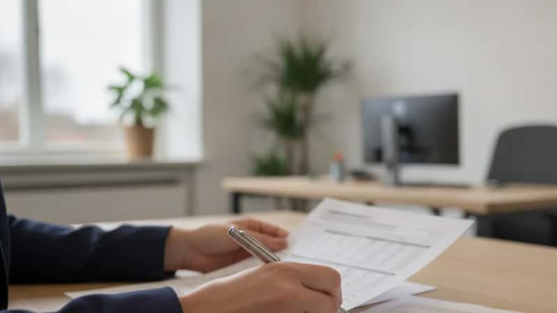 Nederlandse vrouw en arbeidsrechtadvocaat bestuderen een transitievergoeding-berekening aan een vergadertafel in een Den Haags kantoor