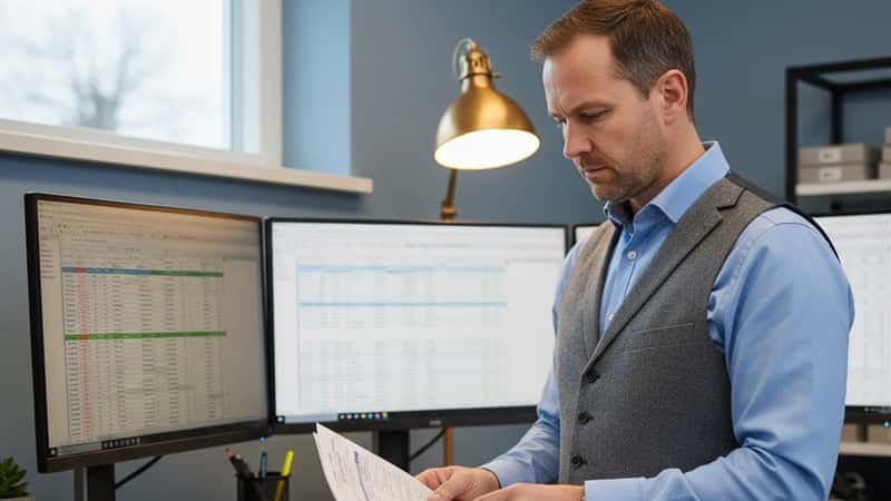 HR-leder gjennomgår lønnsplan i Trondheim varehandelkontor