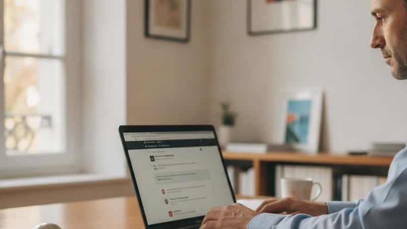 Propriétaire déclarant le décès de son animal sur le site I-CAD depuis son bureau à Toulouse