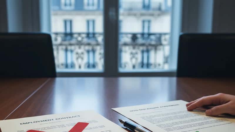 Two employment contracts on a Bozeman Montana conference table — one void non-compete, one enforceable NDA