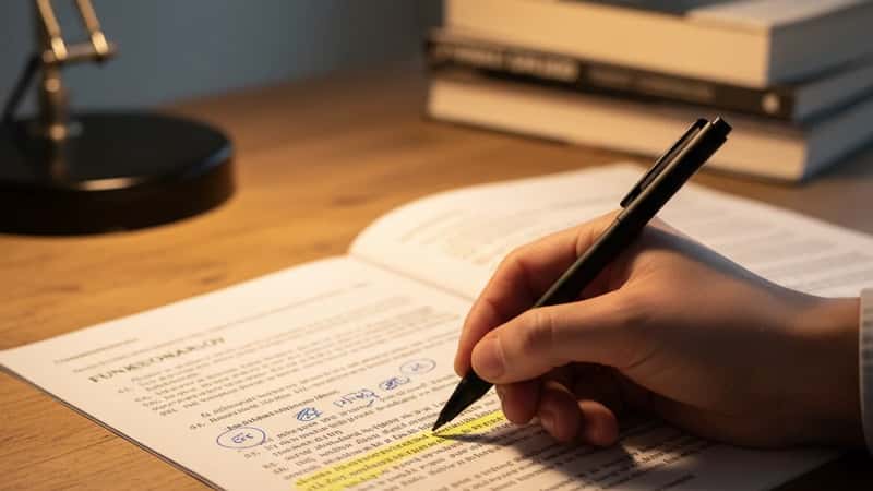 Funktionærlovens opsigelses-paragraffer med håndskrevne noter i Vejle