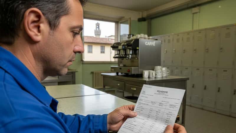 Lavoratore chimico-farmaceutico a Firenze consulta il proprio cedolino paga nella sala pausa