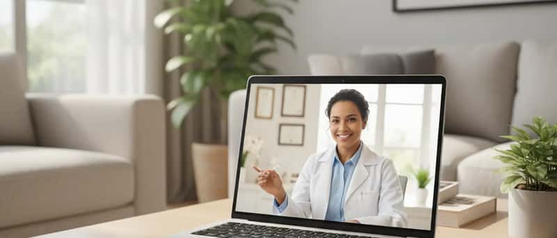 Mulher brasileira consultando aplicativo de saúde no smartphone em uma cozinha moderna
