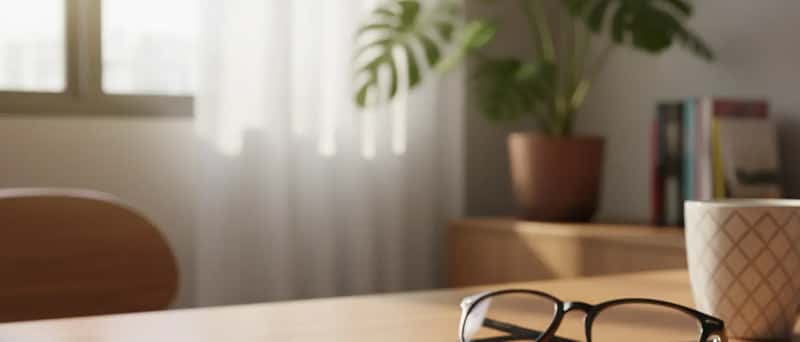 Smartphone exibindo interface de aplicativo de saúde sobre mesa de escritório em casa