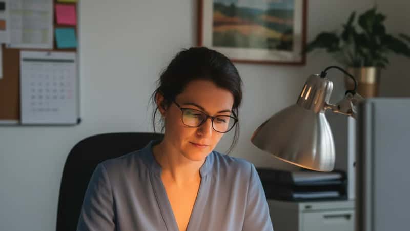 Responsable RH dans une PME française révisant la grille de la convention collective de la boyauderie à son bureau