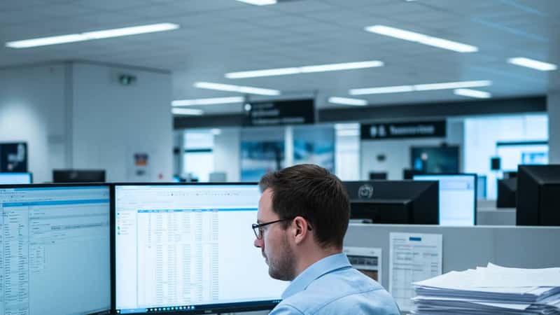 Lønnsspesialist ved Stavanger Airport registrerer tariffdata i lønnssystem