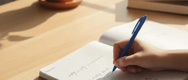 Studente italiano che risolve un problema di geometria su un quaderno a quadretti con penna e goniometro