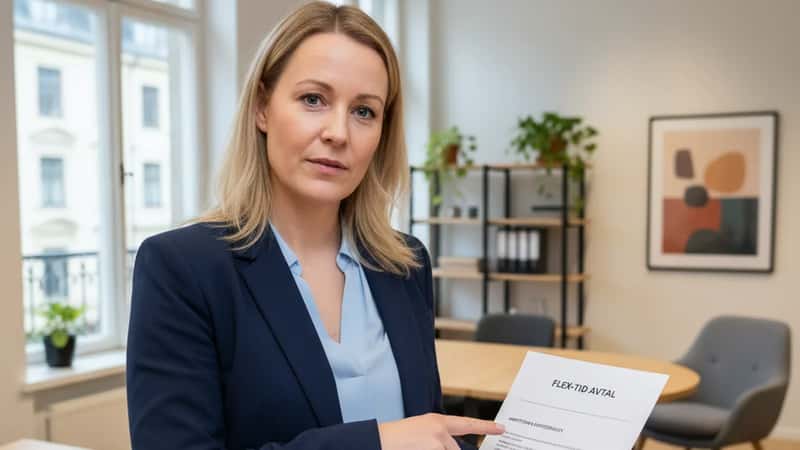 HR-rådgivare förklarar flextidsregler för bemanningsanställd på kontor i Umeå