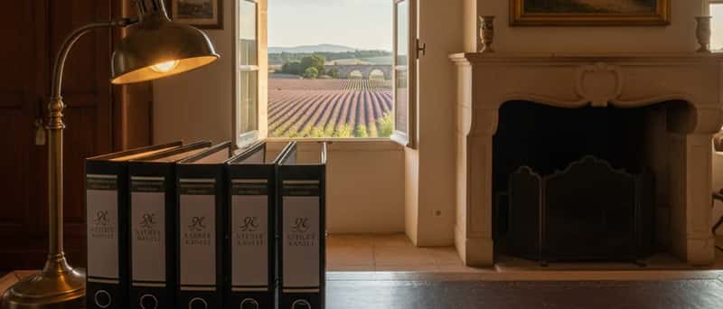 Steuerberater-Gebührentabelle mit Taschenrechner und Kugelschreiber auf einem Holzschreibtisch