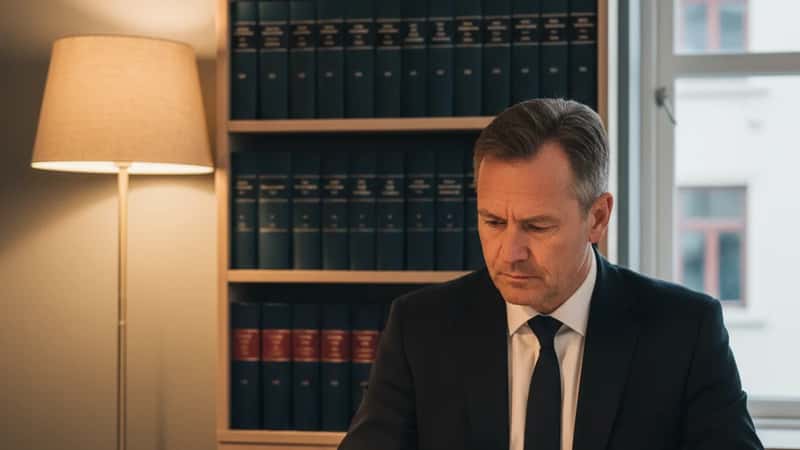 Norsk arbeidsrettsadvokat gjennomgår tariffavtale i Stavanger kontor