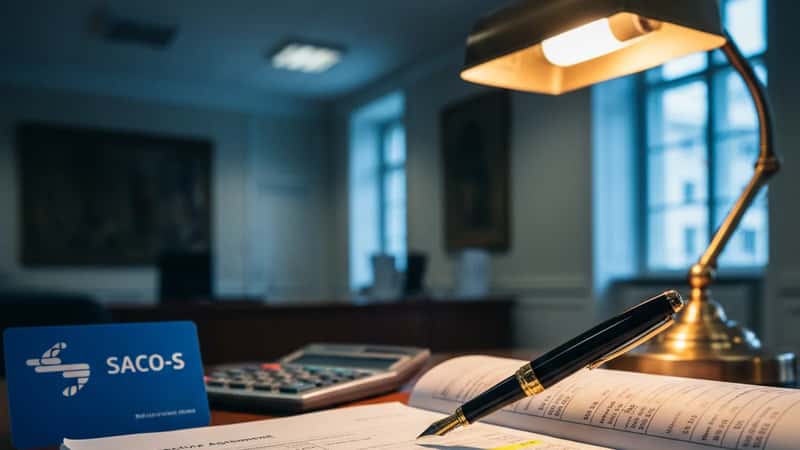 Avtalshandlingar för RALS 2010-T på ett myndighetsskrivbord: en öppen kollektivavtalsdokument med markerade lönetabeller, reservoarpenna och miniräknare