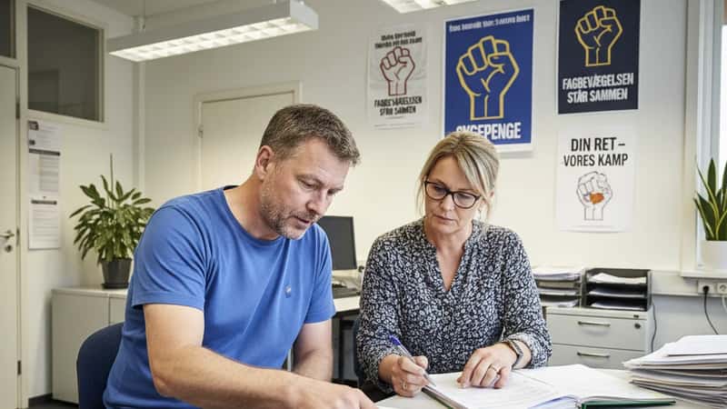 Maler og fagforeningsrådgiver i Fredericia gennemgår sygeløndokumentation