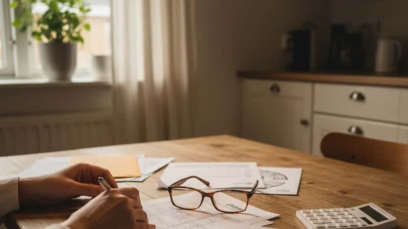 Sygeplejerske og pensionsrådgiver gennemgår DSR OK26 pensionsdokumenter i kommunalt sundhedscenter i Roskilde