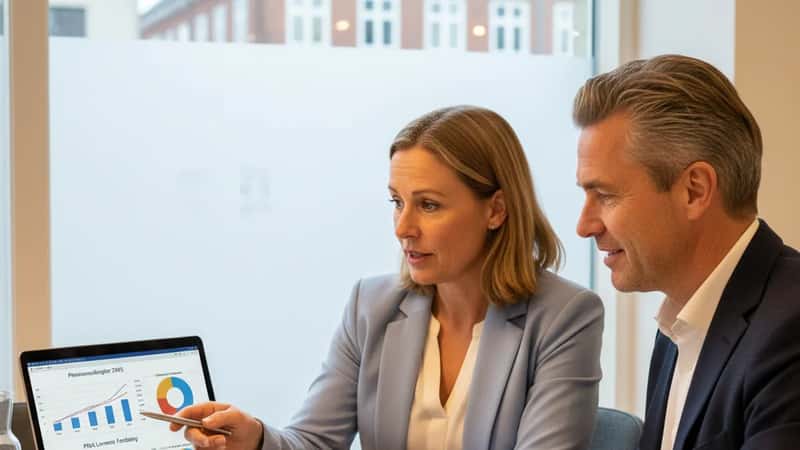 Kommunalt ansat fysioterapeut i Horsens mødes med PKA pensionsrådgiver for gennemgang af pensionsprojektioner