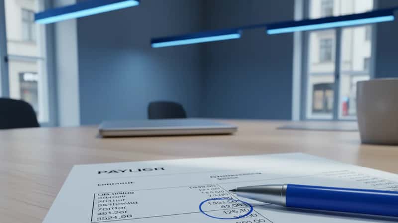 Lönespecifikation med OB-tillägg och övertidsersättning på skrivbord – detalj