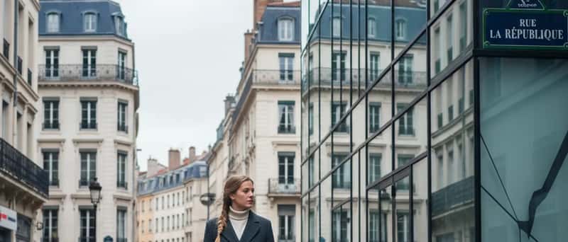 Young Icelandic professional walking past a modern glass-fronted bank building in downtown Reykjavík