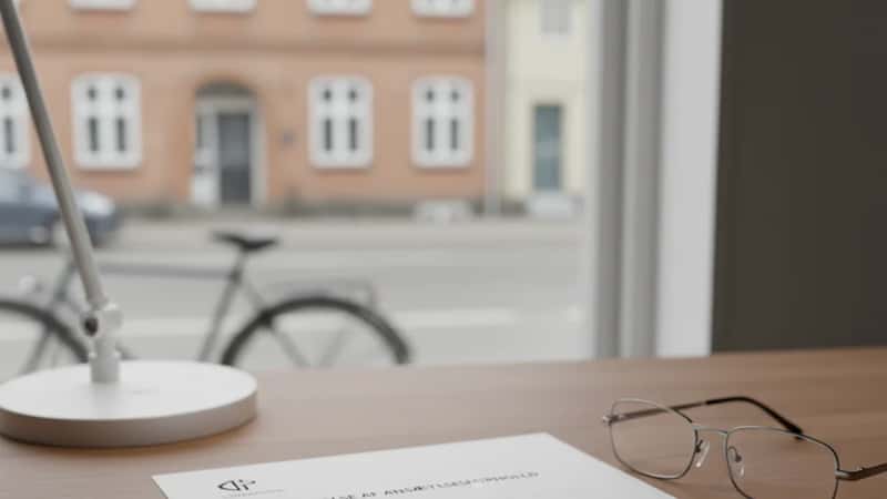 Opsigelsesdokument på kontor i Fredericia