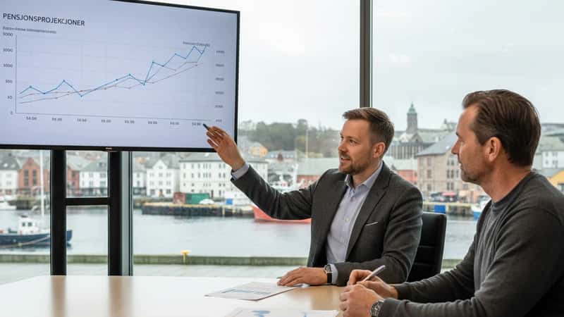 Pensjonskonsulent i Stavanger forklarer pensjonsordning til lastebilsjåfør