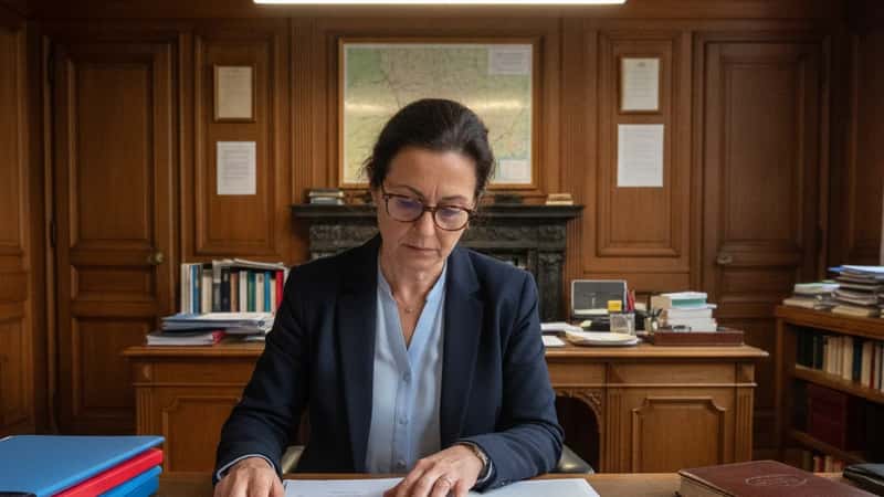Un agent municipal dans une mairie de Nantes traitant une déclaration de morsure de chien, examinant le certificat médical posé sur son bureau