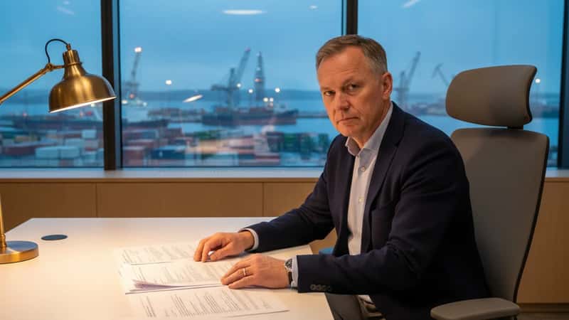 HR-leder i Stavanger gjennomgår Industrioverenskomstens tariffbestemmelser ved skrivebordet