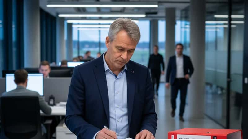 HR-leder gjennomgår overtidsberegninger og arbeidsrettslige dokumenter i tech-selskap i Stavanger