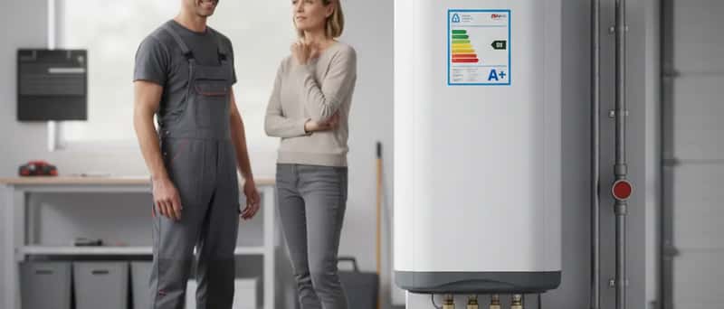 Chauffe-eau thermodynamique avec pompe à chaleur intégrée dans un garage moderne