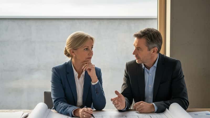 Österreichische Hausbesitzerin in Salzburg bespricht Energieausweis und Sanierungsplan mit einem Fachberater
