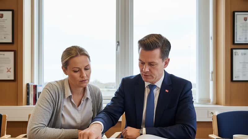 Tillidsrepræsentant rådgiver SOSU-medarbejder i fagforeningslokale i Horsens