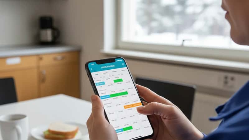 Työvuorosuunnittelu mobiilisovelluksessa kiinteistöpalvelualan taukohuoneessa Lahdessa