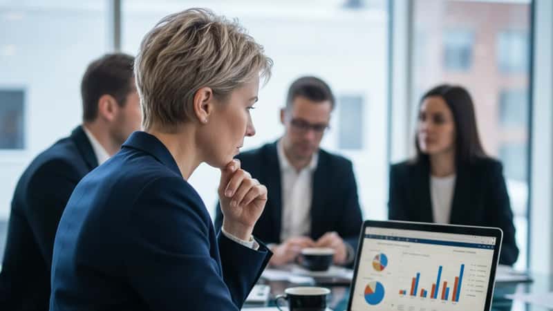 HR-leder analyserer lønnsstatistikk og tariffavtale i konferanserom i Tromsø