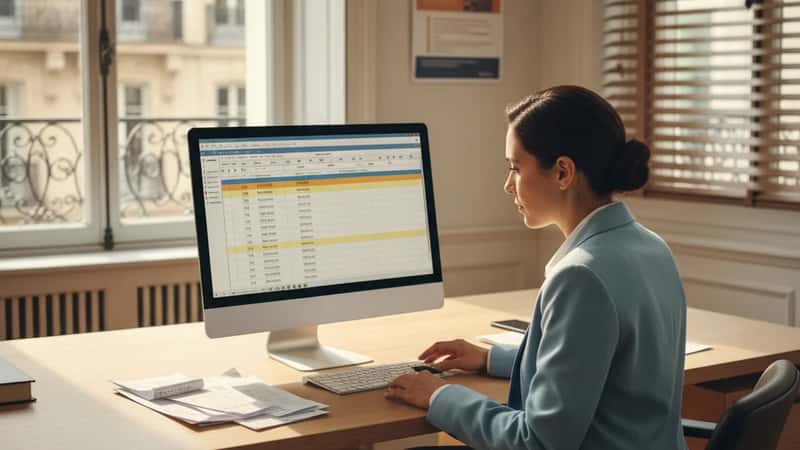 HR manager in Columbia, South Carolina reviewing overtime pay calculations on a payroll spreadsheet