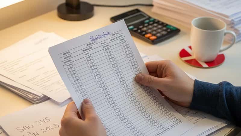 Statsansat akademiker i Odense gennemgår pensionsberegning under OK26 lønaftale