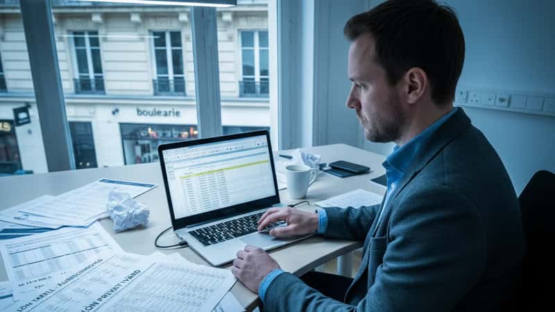 HR-chef granskar lönetabeller och lönepotter för privat vård och omsorg 2025 vid datorskärm i Malmö