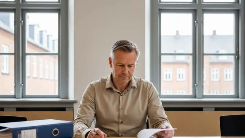 HR-chef gennemgår OK26-overenskomstdokumenter i Aalborg kommunekonference