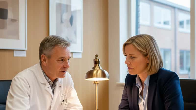 Erfaren kardiolog planlægger seniorordning med HR-chef i Odense hospitalsmøderum