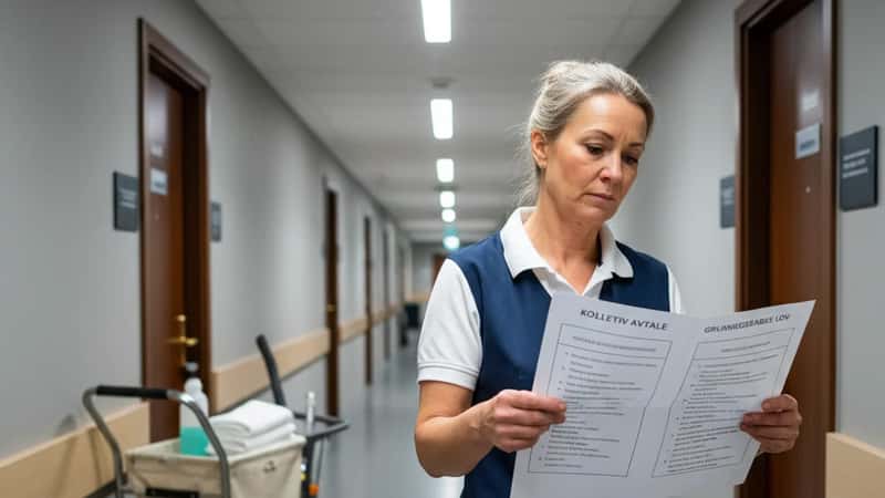 Norsk hotellansatt studerer sammenligning av rettigheter under tariffavtale og AML i Bergen