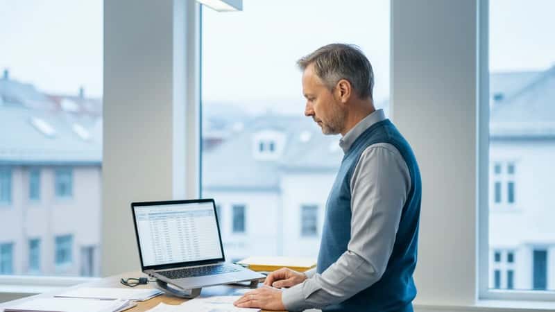 HR-leder i Bergen gjennomgår lønnsdata for finansansatte under Sentralavtalen 2026