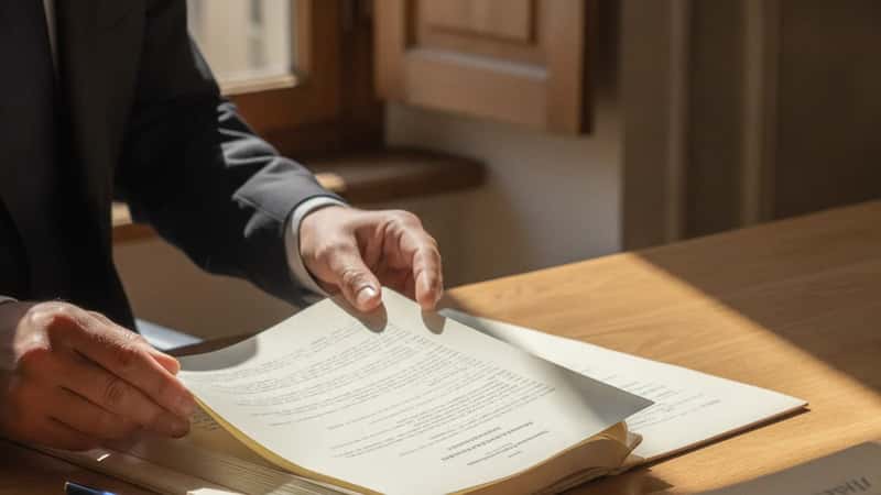 Inventaire de succession signé chez un notaire à Grenoble, dossiers et formulaires sur le bureau