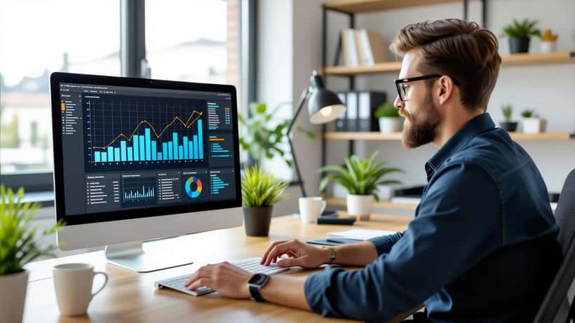 PR-Fachfrau analysiert stagnierenden Gehaltsplan in modernem Berliner Büro 2026