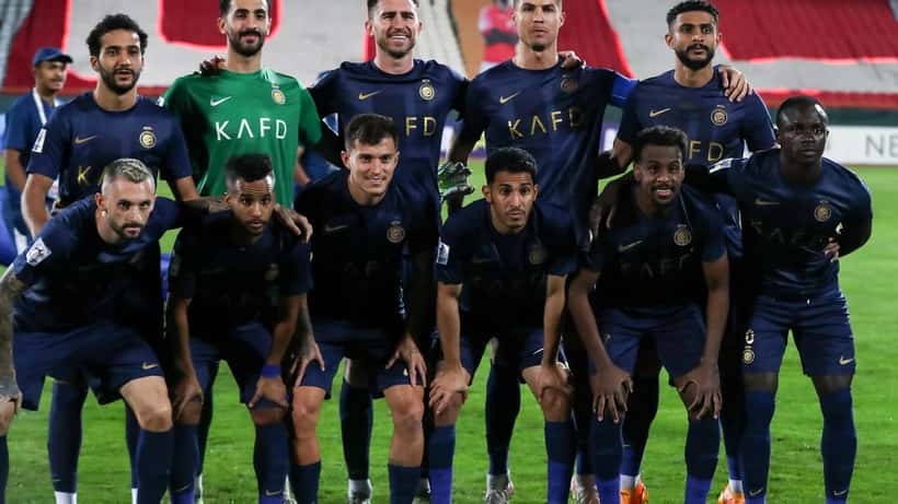 Jogadores do Al-Nassr FC em ação numa partida da AFC Champions League em Teerão, 2023