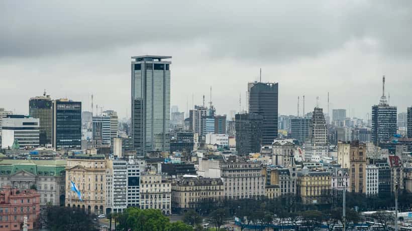 Buenos Aires financial district (La City) skyline viewed from Puerto Madero