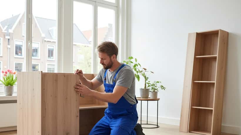 Nederlande klusman monteert IKEA-kast in een appartement in Arnhem