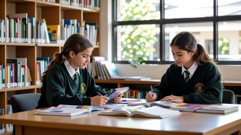 Year 6 student solving Wordle on a tablet in a school library in Australia