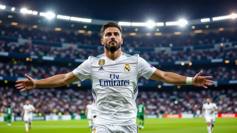Ousmane Dembélé jubelt im Real Madrid Trikot bei Champions League Spiel
