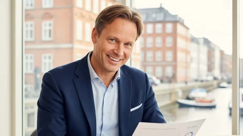 Dansk mand studerer finansiel planlægning efter lottopræmie, formuerådgivning